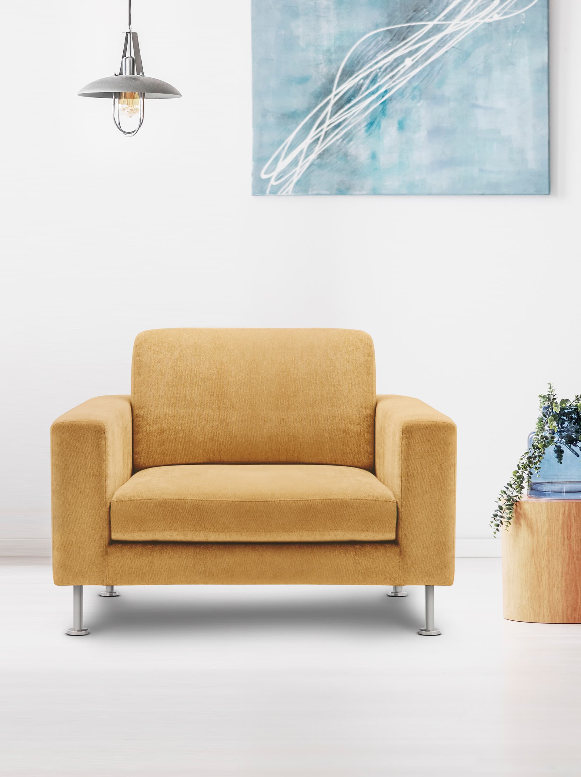 Yellow accent chair — volunteer with Hope Furniture Ministry